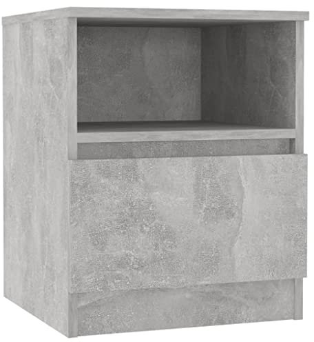 vidaXL Table de Chevet, Armoire de Nuit avec Tiroir et Étagère, Armoire de Lit avec Rangement Chambre, Scandinave, Gris Béton Bois d'Ingénierie