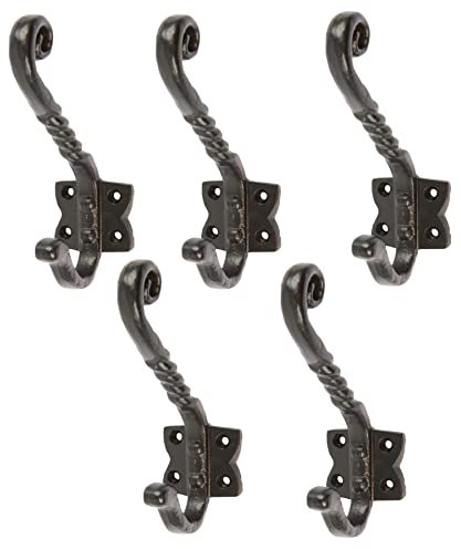 Hammer and Tongs - Twisted Scroll Hat & Coat Hook - W40mm x H125mm - Black - Pack of 5