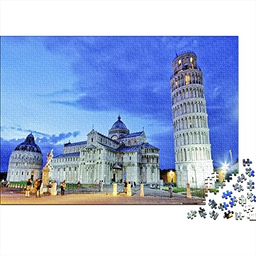 1000 Teile Puzzles für Erwachsene Schiefer Turm von Pisa - View|A531 Puzzle Verlaufspuzzle Schwierig und Herausforderung Lernspielzeug zum Stressabbau für Erwachsene Kinder 38 x 26 cm