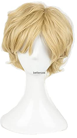 ydound Anime Coser Sailor Moon Sailor Uranus Tenoh Haruka Cosplay Perücken Kurze Leinen Blondine Hitzebeständige Synthetische Haarperücke + Perücke Kappe