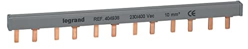 Legrand 404938E Pettine di alimentazione, distributore, bipolare a 12 moduli, 1 fase, 1 fase + neutro, grande capacità, bianco