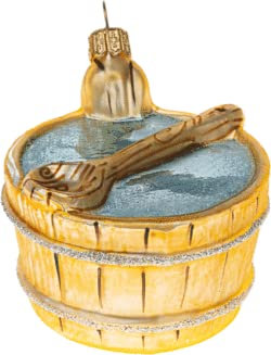 Christbaumschmuck-Weihnachtskugel aus Glas-Saunakübel 8cm