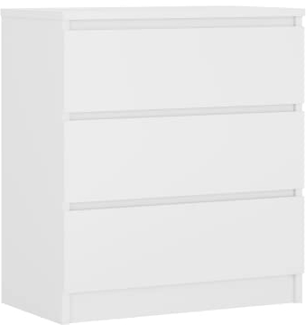 3E 3xE living.com Kommode mit 3 Schubladen, Farbe: Weiss Matt, H: 79 cm, B: 70 cm, T: 39 cm
