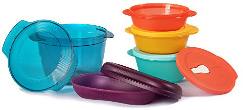 Tupperware® University Meal Prep Set | Easy Cook Kitchen Starter Kit | MicroDelight Omlette Cooker, Microwave Round Dish, Medium Microwavable Bowl Set | Reusable & BPA Free