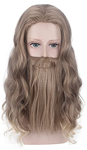 Thor 4 EndgaLoki CostuFat Thor Cosplay Wig With Beard Heat Resistant Synthetic Hair Halloween Cosplay Wig + Pl-880