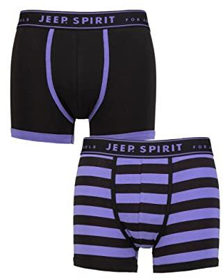 Jeep Spirit Mens Stripe Cotton Trunks Pack of 2 Broad Stripe Black/Purple L