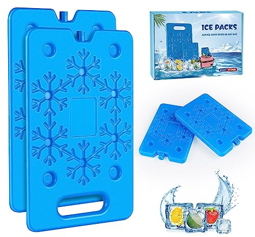 ilauke Freezer Blocks for Cool Bags 4 Pack, Large Ice Blocks for Cool Box 30 x 16cm, Ice Packs for Lunch Box, Reusable Freezer Packs for Outdoor Camping, Picnic, Long-lasting Cooler