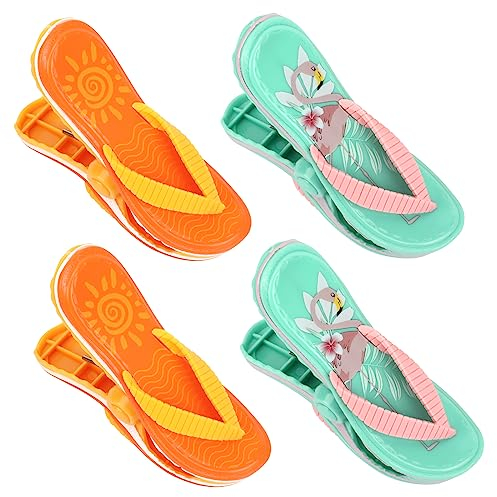 4 Pieces Pince Serviette Plage,Pinces à Serviettes pour chaises Longues,Grosse Pantoufles Pince Serviette De Piscine Clips,Pinces à Linge de Plage pour Les Serviettes, Le Linge et Les chaises Longues