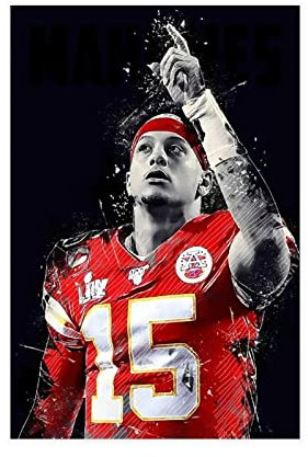 Patrick Mahomes American Football Spieler Schlafsaal Schlafzimmer Wandkunst Deco Poster Leinwand Poster Wandkunst Dekor Druck Bild Gemälde für Wohnzimmer Schlafzimmer Dekoration ungerahmt 30 x 45 cm