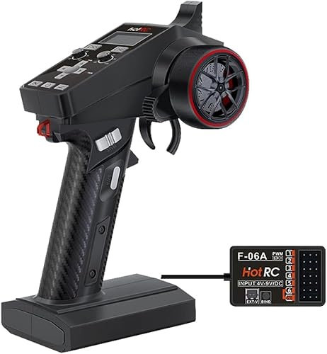 HOTRC CT-6A RC Transmitter and Receiver 6 Channel 2.4ghz Hand Controlled RC Car Boat Tanks Remote Controller (CT-6A)