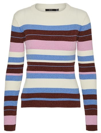 VERO Moda Damen Vmchili Ls O-Neck Stripe Pullover Boo Strickpullover (1er Pack)