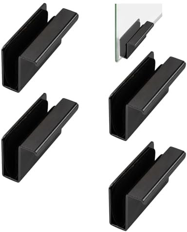 UFURMATE Glass Finger Edge Pull, 4Pcs Cabinet Finger Pull Handle Glass Door Clips Cabinet Latch Clamp Concealed Handle for Display Glasscase Door (Black)