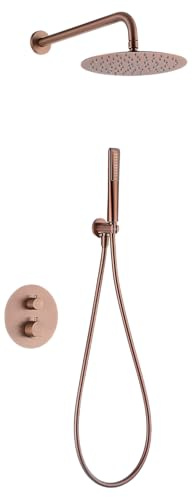 IMEX GTN047/ORC NÁPOLES Conjunto Ducha Termostático Empotrado Oro Rosa Cepillado