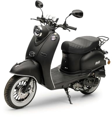 Retro Motorroller MiniMe 50ccm Roller Mofaroller (Schwarz-Matt, 45 km/h)