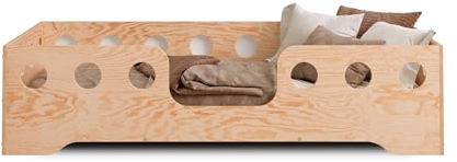 smartwood TILA 4 Kinderbett 90x180 mit Lattenrost und Rausfallschutz - Neuheit - Holz Kinderbett für Jungen & Mädchen - vielseitiges Montessori Bett mit Rausfallschutz und Lattenrost 180x90 cm.