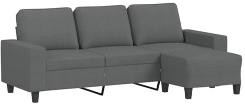 vidaXL 3-Sitzer-Sofa mit Hocker Dunkelgrau 180 cm Stoff