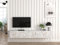 Vente-unique - Meuble TV Suspendu avec 3 Portes - Effet marbre Blanc - VIKILA