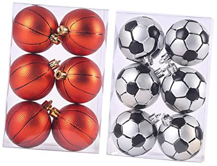 Ciieeo Ornament 1 Satz 12St Sport-Weihnachtskugel-Anhänger Weihnachtskugeln aus Kunststoff Mini-Weihnachtsfußball Weihnachtsdekorationen Christbaumschmuck Partydekorationen 6cm
