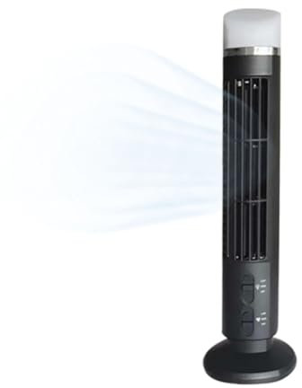Ventilador de torre con luz, mini ventilador de torre portátil de mano, ventilador acondicionador sin hojas con luz nocturna, ventilador de torre de escritorio, ventilador USB ajustable, ventilador de