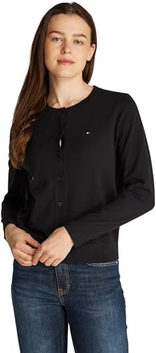 Tommy Hilfiger Damen Cardigan Jersey Stitch Elegant, Schwarz (Black), L