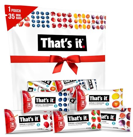 That's it. Mini Fruit Bars (Variety 35 Pack) No Sugar Plant-Based, Vegan & Gluten Free, Breakfast Bar, Paleo, for Children, Non GMO, Fiber (7 Blueberry, 7 Cherry, 7 Fig, 7 Mango, 7 Strawberry)
