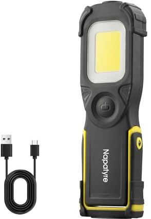 Napatyre Baladeuse LED Mecanicien, 1000 Lumens 3 Modes Lampes de Travail Rechargeable Lampe Atelier avec Base Magnétique, Rotation à 180 °, Portable Lampe Mecanicien pour Garage, Camping, d'urgence