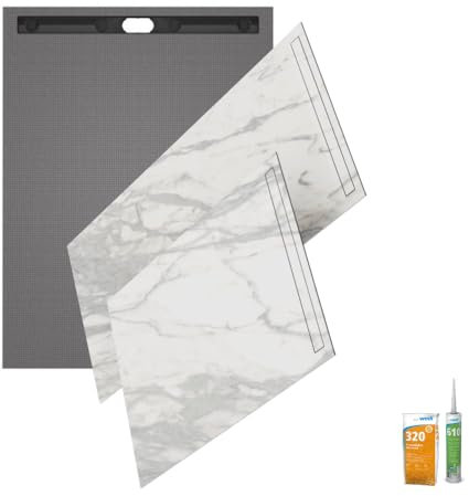 Receveur de douche à carreler 160 x 100 WEDI Fundo Riolito Neo + revêtement Top marble white + colle