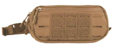 Mil‑Tec Lasercut Gürteltasche MOLLE • Bauchtasche Herren • Kompakte Brusttasche mit Molle‑Panel, Klettfläche und 2 Reißverschlussfächern • Hüfttasche oder Umhängetasche in Dark Coyote