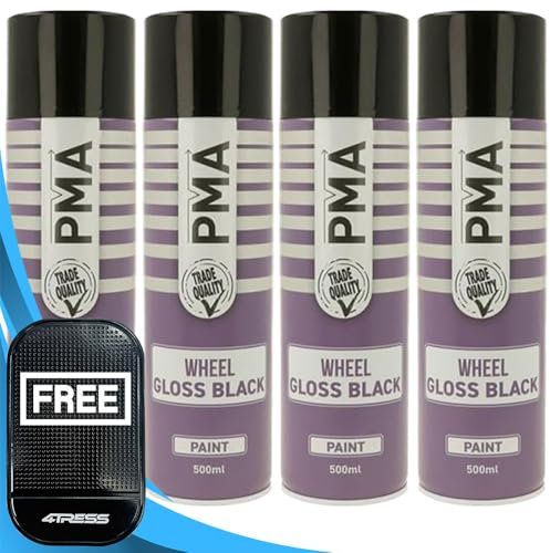 4TRESS PMA 4x Gloss BLACK Wheel Spray Paint Fast-Drying Professional Can 500ml Non-Slip Dash Mat(4T-PCPA1028)