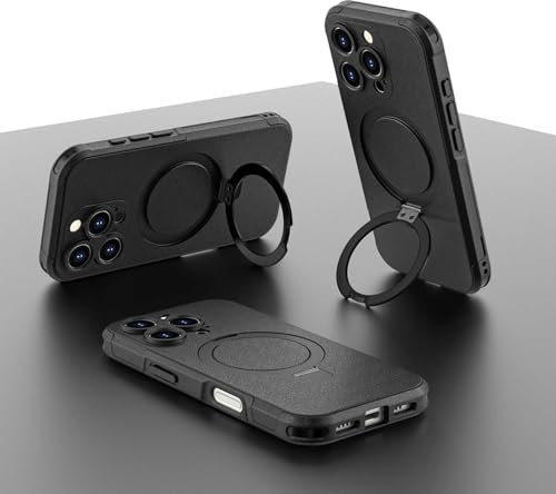 For iphone 16 Pro Case Invisible Stand [12FT Military Shockproof ] [TOP N56 Magnets] [20W Fast Charging] Truly Completely Flat &Double layer protection Case iphone 16 pro Cover 6.3 - Pstand Black