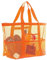 CCAIPU Bolsa de playa grande de rejilla, bolso plegable con compartimentos y cremallera para vacaciones en la playa y compras (Orange)