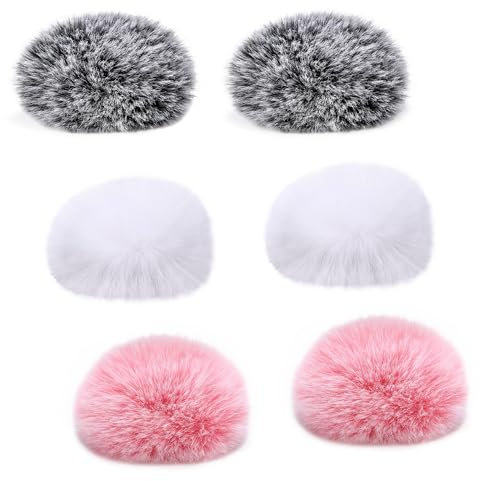zealsound 6-Pack Microphone Windscreen for DJI MIC 2 / DJI OSMO POCKET 3,Furry Wind Muff Windshield Compatible with Dji Mic,Pop Filter Foam Cover (NOT for Dji Mic 1) (2pcs Black,2pcs White&2pcs Pink)