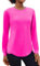 PINSPARK Women's Gym Shirts Long Sleeve Yoga Tops Quick Dry Workout Lightweight UV Protection UPF 50+ Top Fitness T-Shirts Pink XL