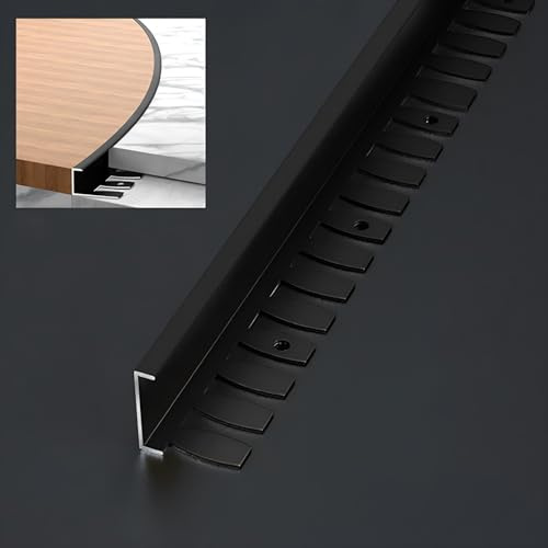 Raouoae Biegbar Abschlussprofil Für Treppen 135cm 2 Stück Eloxiertem Aluminium C-Form Profil Übergangsprofil Abschlussprofil Sicherheit Und Stil Vereint(Schwarz,Hoch: 5.5mm)