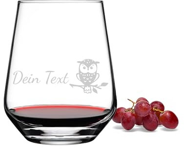 KS Laserdesign Allegra Weinglas mit Gravur - Eule - personalisierte Geschenke für Frauen Männer Freunde & Freundin zu Geburtstag Weihnachten Muttertag Vatertag Glas 420ml
