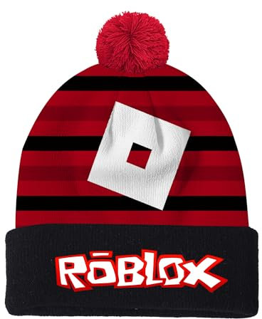 MAJEQZGY Roblox Beanie Mütze Stickerei Strickmütze für Kinder Mütze mit Bommel Weiche Winter Daily Beanie Strickmütze Geschenke (DE/NL/SE/PL, Alphanumerisch, M, 60, Mechanischer Block)