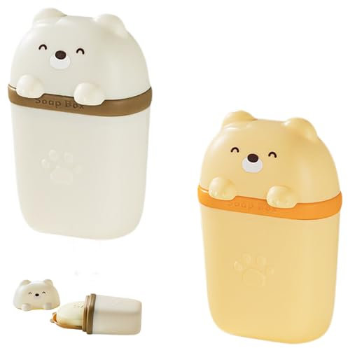 QUNXON 2 Stück Cartoon Seifendose Reise, Seifenschale mit Ablauf, Wasserdichte Seifendose mit Abdeckung Seifen Aufbewahrun festes shampoo aufbewahrung, Seifenbox für Reisen, Camping, Fitnessstudio, RV