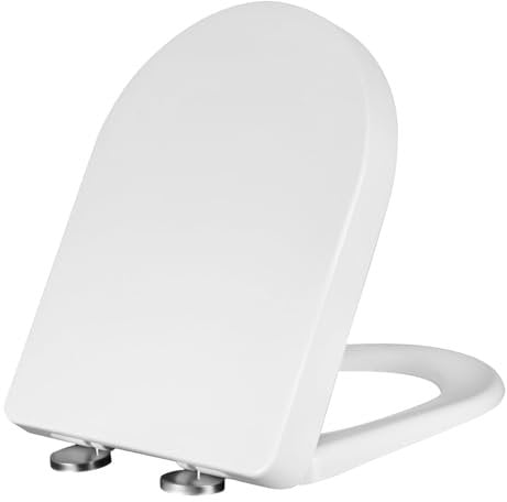 HTRTRR Toilet Seat, D Shape Toilet Seat, Soft Close Adjustable Hinge, Easy to Clean and Install with Universal Fittings