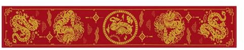 Chemin de table du Nouvel An chinois pour restaurant, décoration d'intérieur, dragon doré, 183 x 33 cm