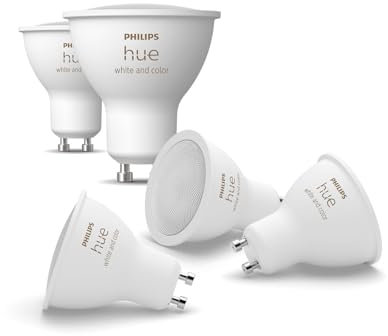 Philips Hue White and Color Ambiance, Faretto LED Smart GU10, Luce Bianca e Colorata, 400lm, Compatibile con Bluetooth, controllo vocale con Alexa, Apple Home e Google Assistant, pack da 5