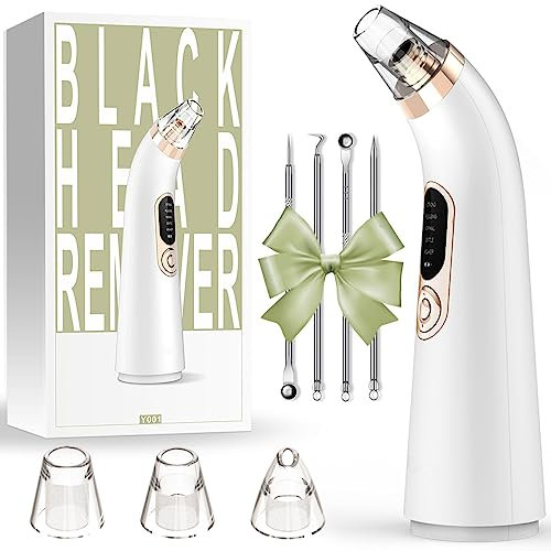 【2025 NOUVEAU】 Aspirateur Point Noir Visage, Appareil à Point Noir Professionnel Nettoyant de Pores Vacuum Rechargeable USB avec 5 Modes 4 Têtes pour éliminer Les Blackheads, Boutons, Graisse,