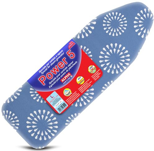 Bestcovers Alpha Power 5 lagig, Bügelbrettbezug bis 122x40, Hitzereflektierend, Extra dick, eingebaute Velcro Spannern, Made in Italy, 100% Baumwolle + Aluminium + Schaum + Moleton, Ersatzbezug, M
