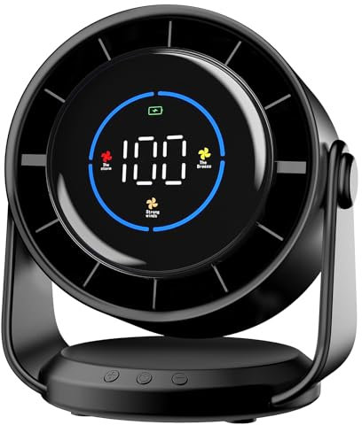 Ventilador de Mesa Silenciosa,Pantalla LED Digital 100 Velocidades Potente Flujo de Aire Giratoria 105° y Función de Memoria Montaje en pared para Escritorio de Sobremesa de Oficina en Casa Dormitorio