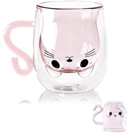 Bvtpoyy Tazza per gatti, 2D, ideale come regalo per gli amanti dei gatti, 3D, per tè, caffè, bevande al latte e regali di compleanno e San Valentino