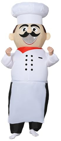 GOPRIME Halloween Inflatable Chef Adult Size Costume, Full Body Blow Up Cooking Outfit, for Cosplay, Party or Fun
