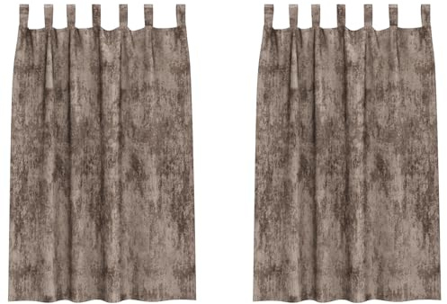 vidaXL Vorhang mit Vorhängen 2 pcs Cappuccino 175 x 140 cm Samt, Wohnzimmervorhänge, Klassische Samt-Panels, Sichtschutz und Verdunklung für stilvolle Einrichtung
