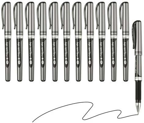 M&G 1.0mm Rollerball Pens, 12PCS Ball Point Pens Black Liquid Gel Ink Smooth Writing for Writing Home Office, Black, AGP13604A