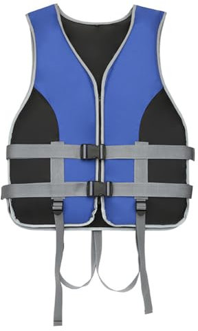 Giubbotto di Salvataggio per Adulti 30-120kg 150N per Paddleboarding Kayak, Giubbotto Salvagente con Fischietto, Strisce Riflettenti, Cinghie di Sicurezza, Galleggiante Aiuto Regolabile,Blu,S