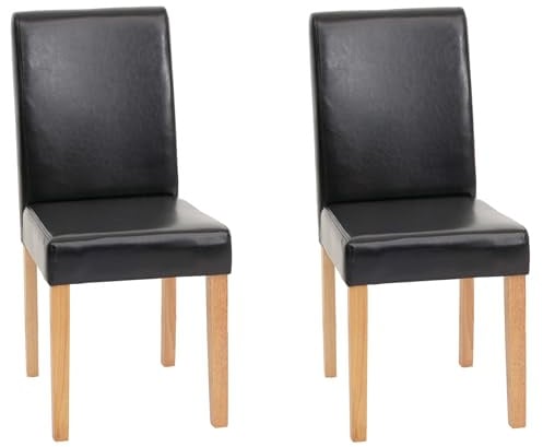 CHEFGASTRO 2er-Set Esszimmerstuhl Stuhl Lehnstuhl klassisch und zeitlos HxBxT 90x43x56cm Sitzhöhe 45cm Leder helle Beine Schwarz