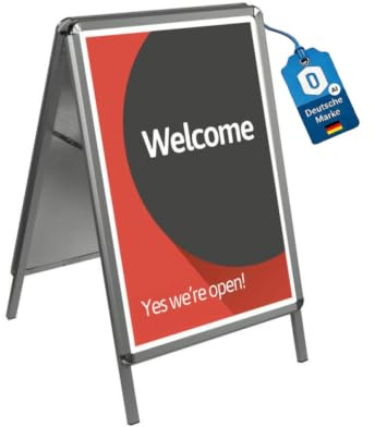Dönges Plakathalter A-Schild Metall - Robuster Kundenstopper für DIN A1 Plakate - Wetterfest & Stabil - Ideal für Außenwerbung